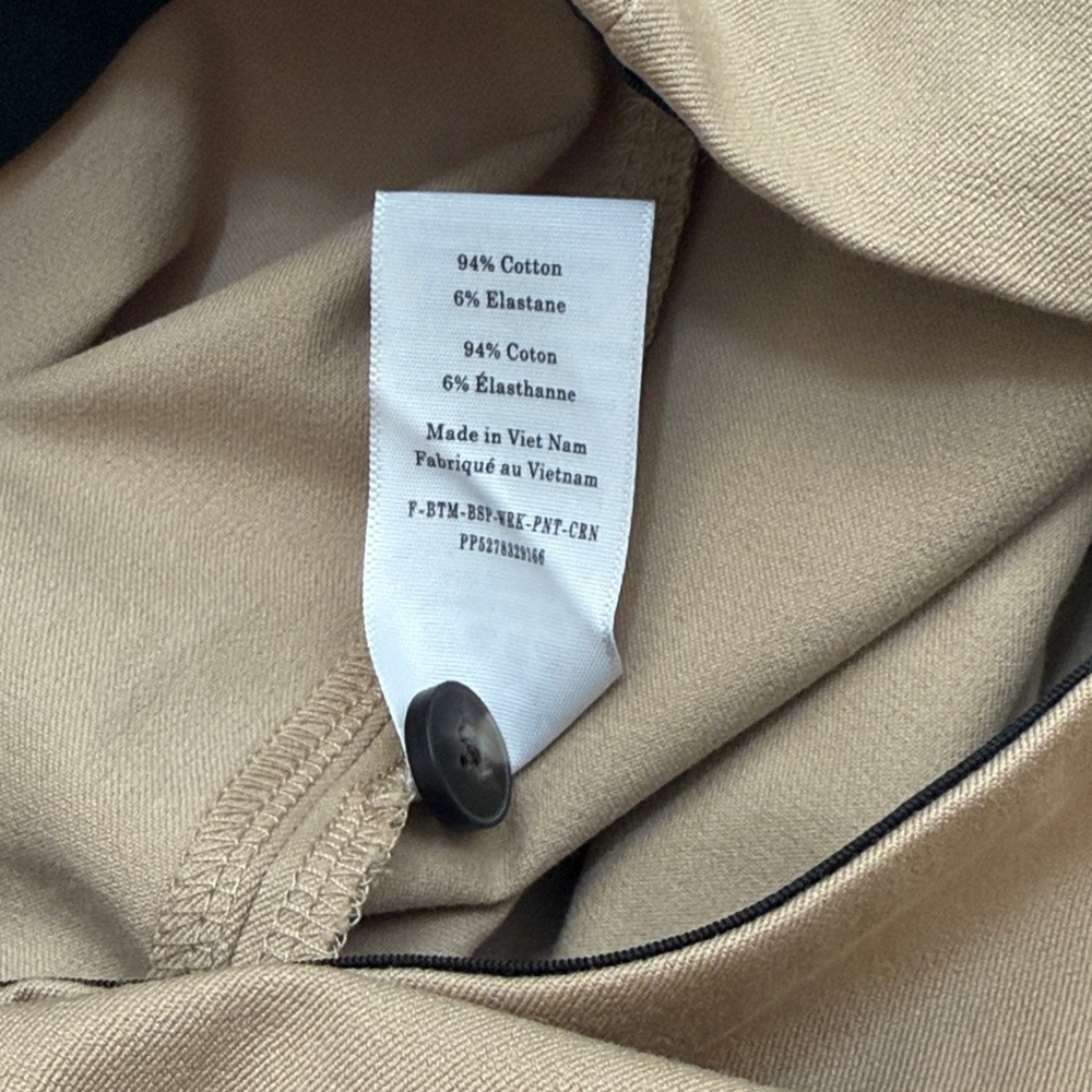 NWT Everlane Bi-Stretch High Rise Tan Khaki Side Zip Pull On Work Pants Size 12 - Picture 12 of 13